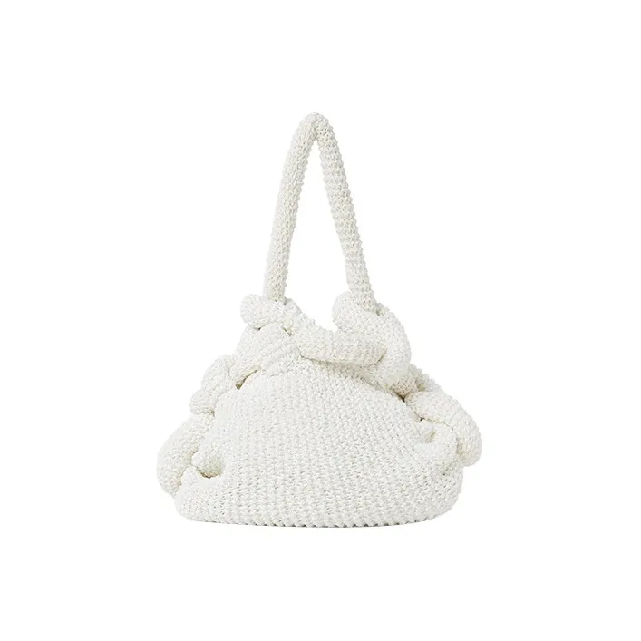 Chloe Knitted Fabric Hobo Bag Handbag Shoulder Bag Women's White-2
