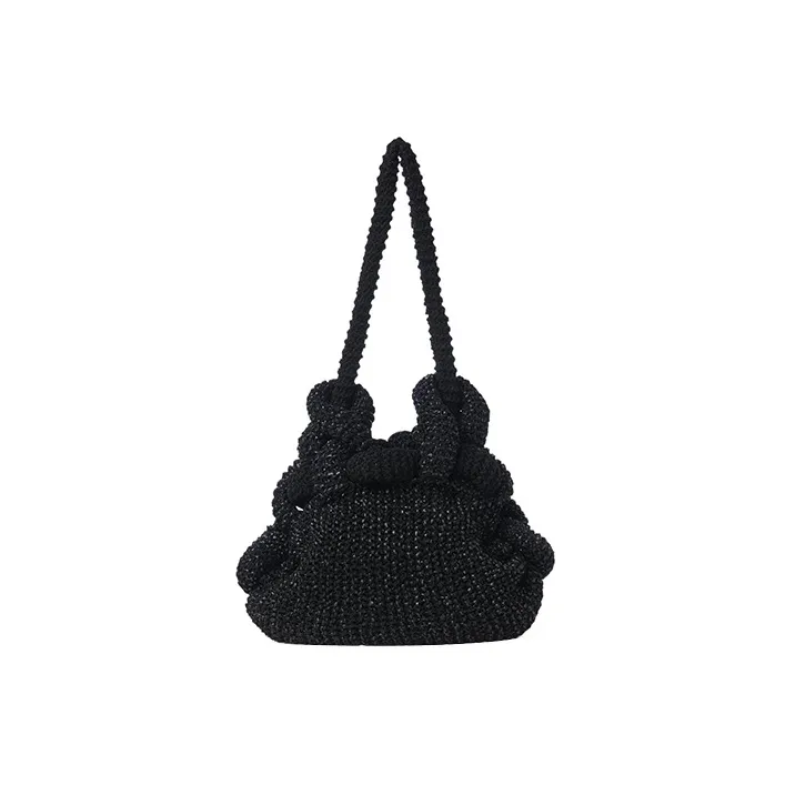 Chloe Knitted Fabric Hobo Bag Handbag Shoulder Bag Women's Black-2