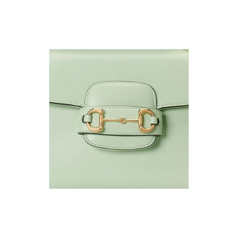 GUCCI Horsebit 1955 Leather Shoulder Bag Crossbody Bag Handbag Mini Women's Light Green-8