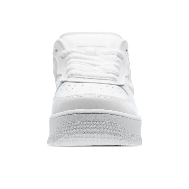 ROCAWEAR White Sneakers Cow Leather Durable Breathable Low Top Skateboard Shoes Unisex Classic White-4
