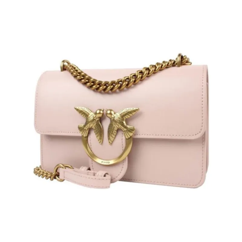 PINKO Cow Leather Shoulder Bag, Crossbody Bag Women's Pink-1