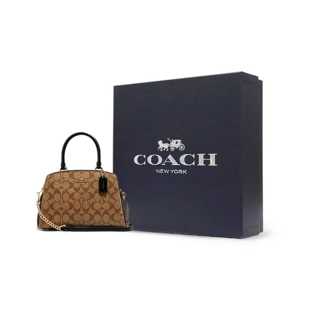 COACH Lillie Coated Canvas With Leather Shoulder Bag Crossbody Bag Handbag Medium Size Women's Khaki Monogram-5