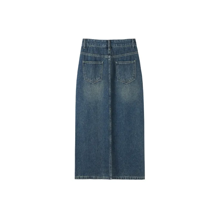 MITUAN Denim Long Skirts Women's Vintage Blue-1