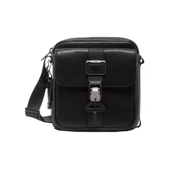 TUMI Leather Shoulder Bag, Crossbody Bag Unisex Black