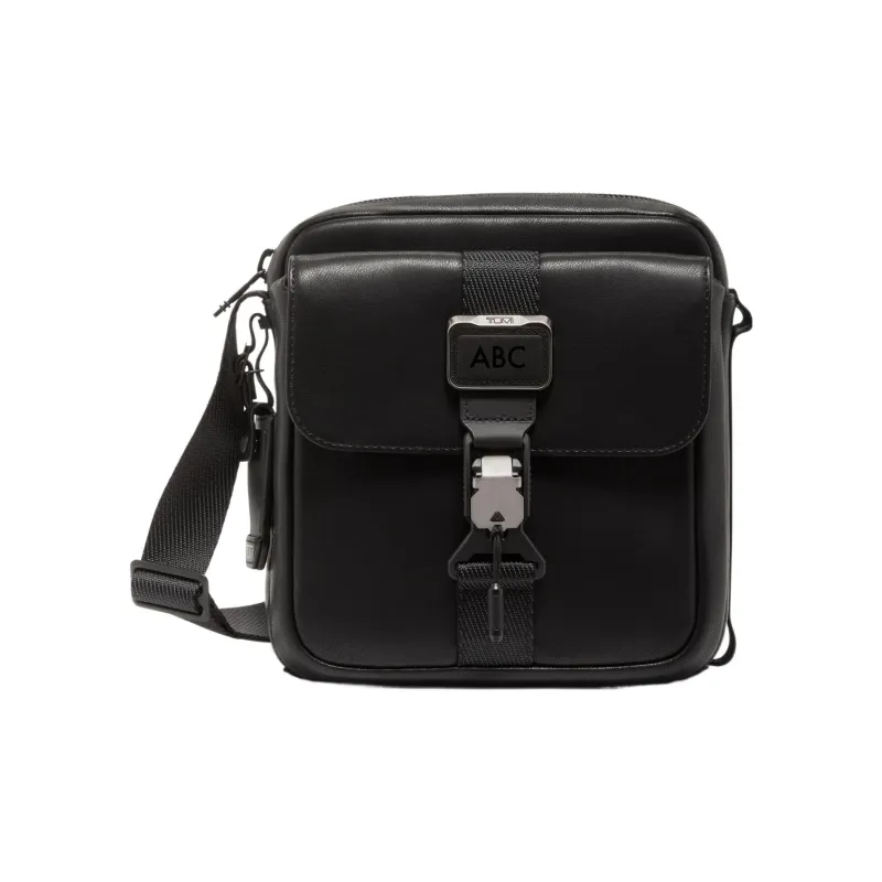 TUMI Leather Shoulder Bag, Crossbody Bag Unisex Black-0