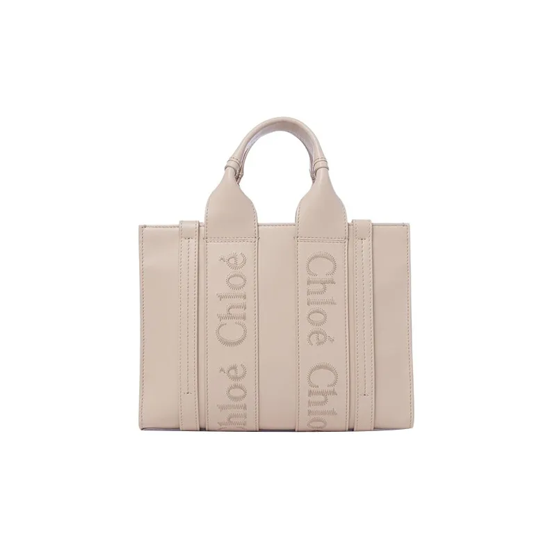 Chloe Woody Smooth Calf Leather Shoulder Bag, Crossbody Bag, Handbag Trumpets Women's Pink-1