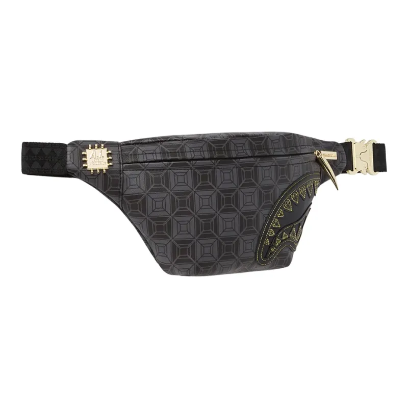 SPRAYGROUND PVC Crossbody Bag Casual Fanny Pack Small Size Unisex Black-1