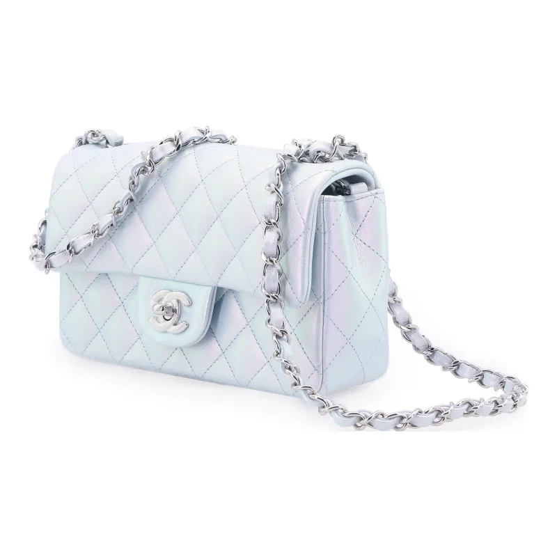 CHANEL Calfskin Shoulder Bag, Crossbody Bag Mini Women's Iridescent Blue-1