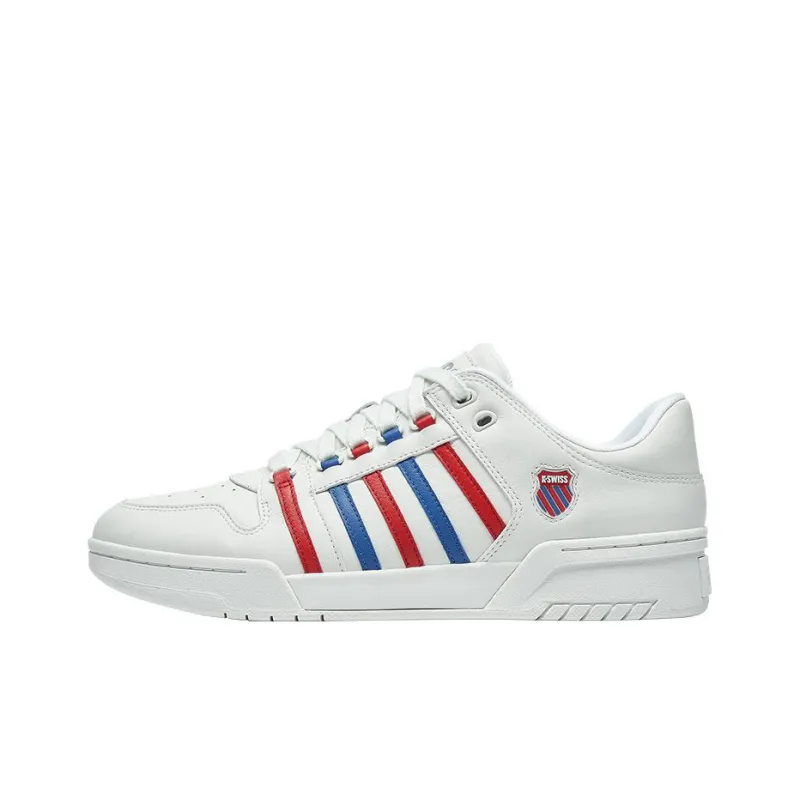 KSWISS Anti Slip Wear Resistant Low Top Skateboard Shoes White Blue Red-0