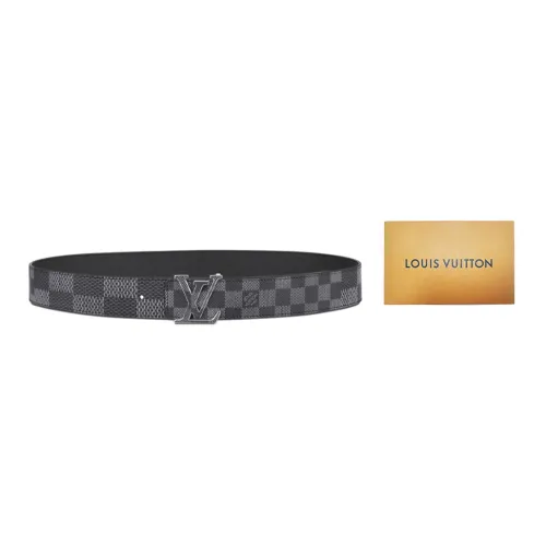 LOUIS VUITTON Smooth Buckle Leather Belts Men's Width  4cm