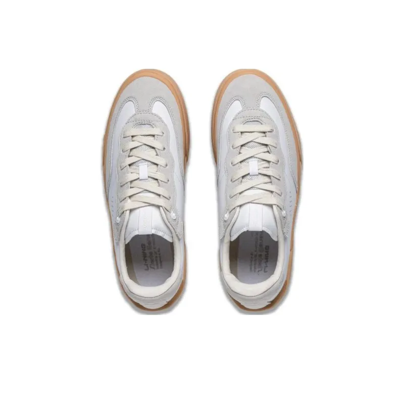 LiNing Durable Breathable Low Top Skateboard Shoes Men's White Gray-3