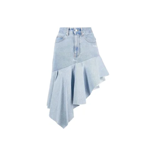 OFF-WHITE Asymmetric Ruffled Denim Skirt