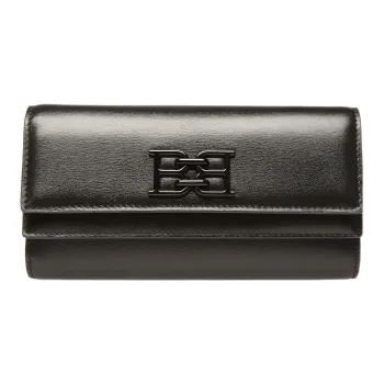 BALLY Wrinkle-Free Cow Leather One Shoulder Clutch Wallet Women's Black