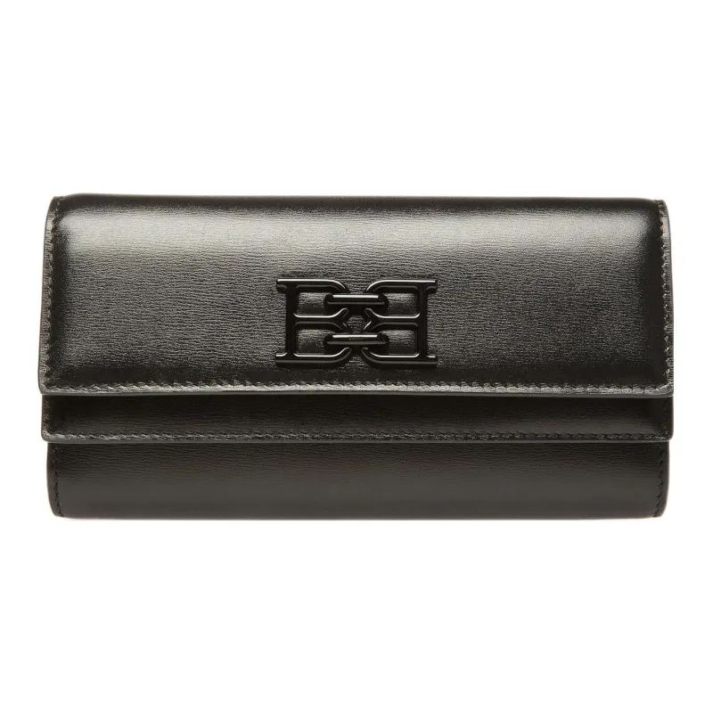 BALLY Wrinkle-Free Cow Leather One Shoulder Clutch Wallet Women's Black-0