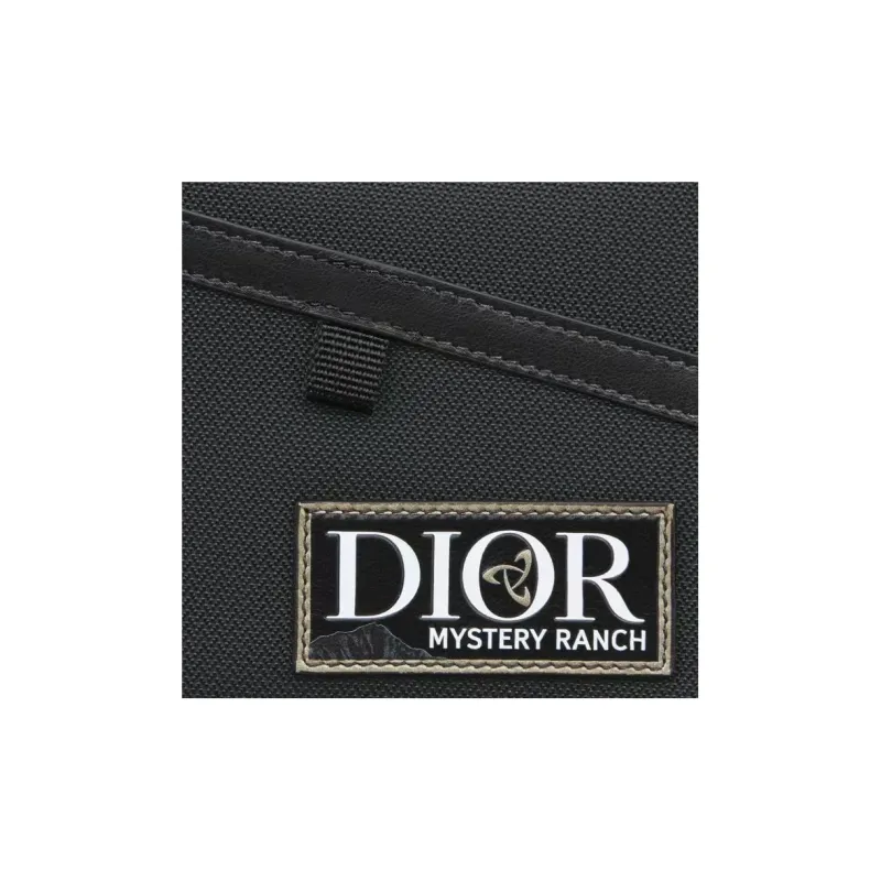 DIOR MYSTERY RANCH Collaboration Embossed Leather Patch Nylon Card Holders Coin Purses Wallets Men's Black-4