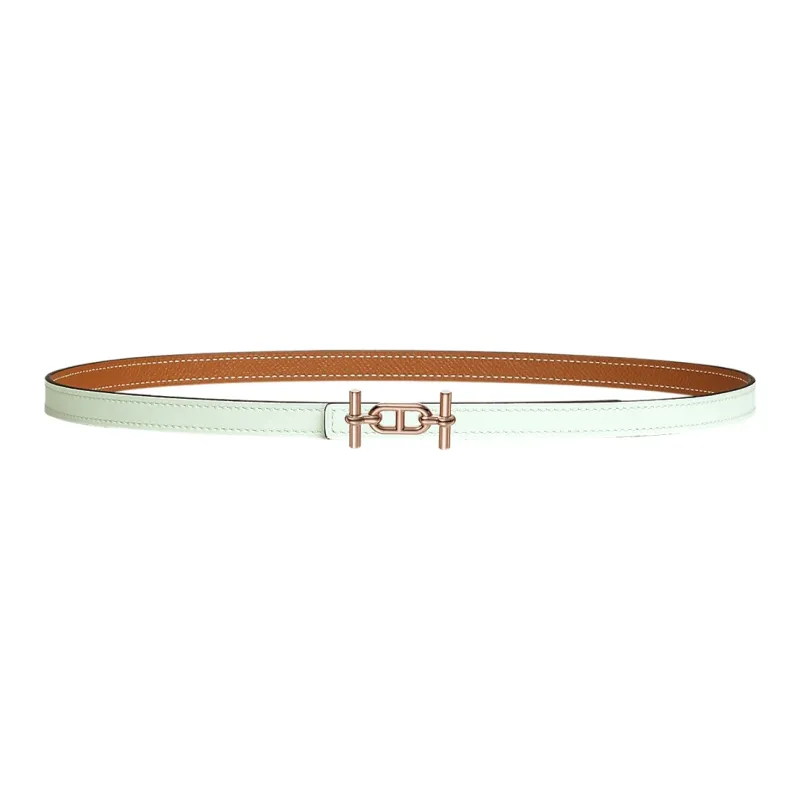 HERMES Leather Belts Women's Bubble Green/Gold-0