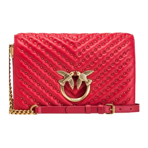 PINKO Sheepskin Combined With Calfskin Shoulder Bag Crossbody Bag Women's Pomegranate Red