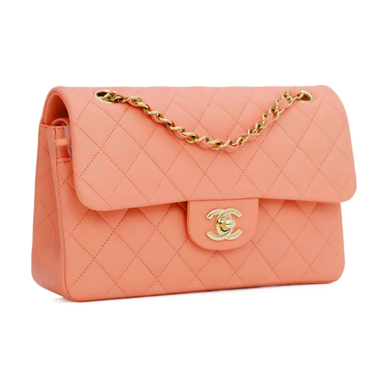CHANEL Classic Flap CF Classic Calfskin Gold Metal Flap Bag, Shoulder Bag, Crossbody Bag Women's Light Orange-1