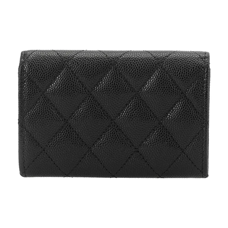 CHANEL Litchi Grain Cow Leather Coin Purse, Card Holder Women's Black-2