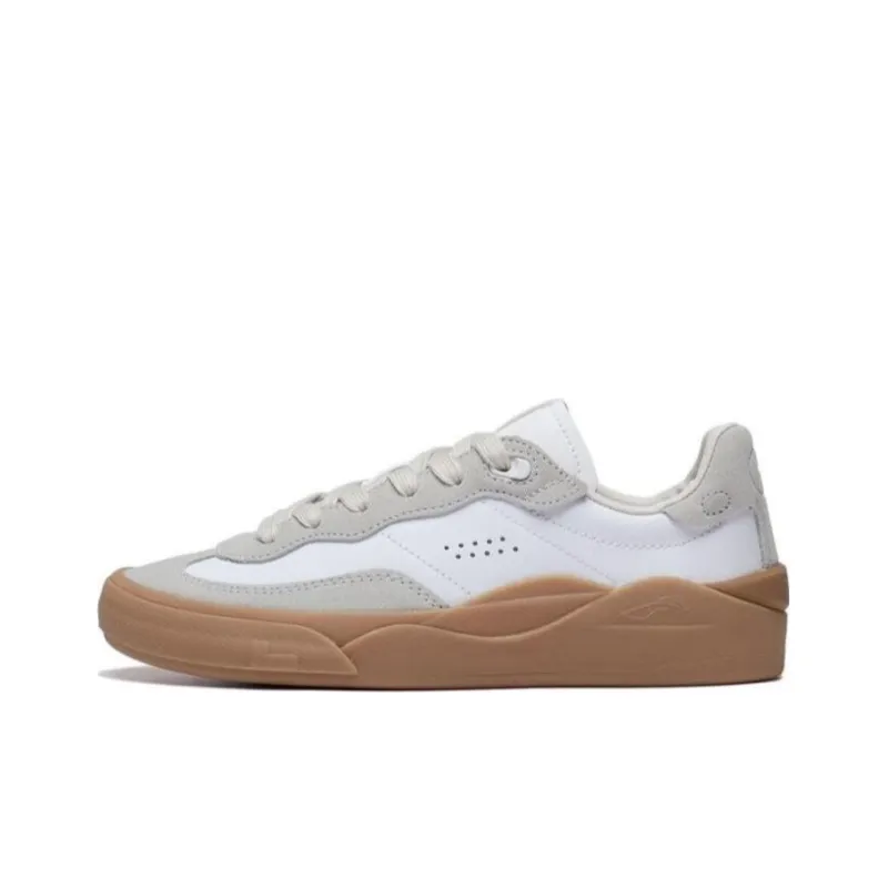 LiNing Skategeneral Durable Breathable Low Top Skateboard Shoes Women's White Gray-0
