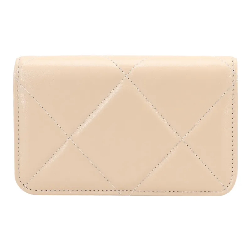 CHANEL 19Bag Lambskin Evening Bag, Coin Purse, Shoulder Bag, Crossbody Bag Mini Women's Beige Milk Tea-2