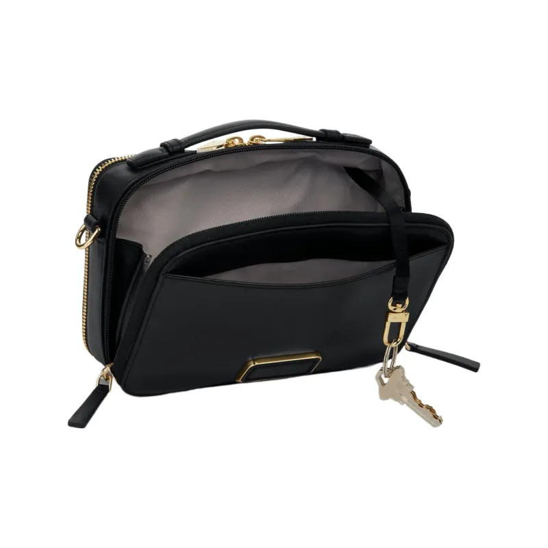 TUMI Leather Small Square Bag Shoulder Bag Crossbody Bag Women's Black & Gold-1