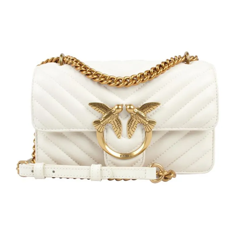 PINKO Sheepskin Swallow Bag, Crossbody Bag, Shoulder Bag Women's White-0
