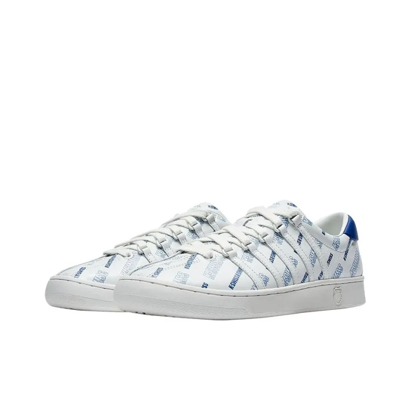 KSWISS Classic Anti Slip Wear Resistant Low Top Skateboard Shoes White Blue-2