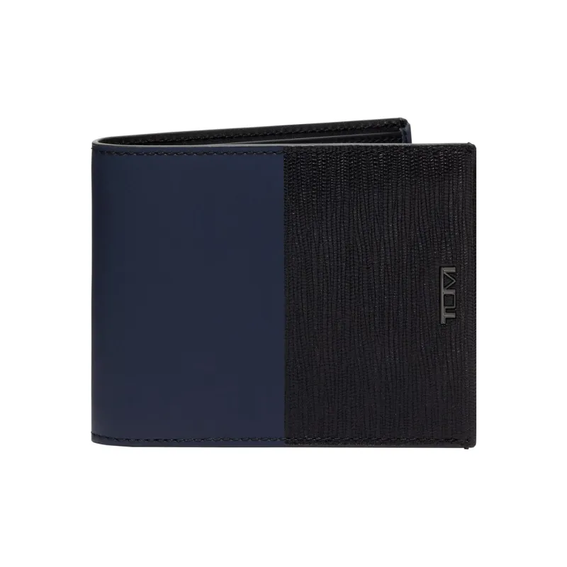 TUMI Leather Card Holder Wallet Men's Black & Blue-0