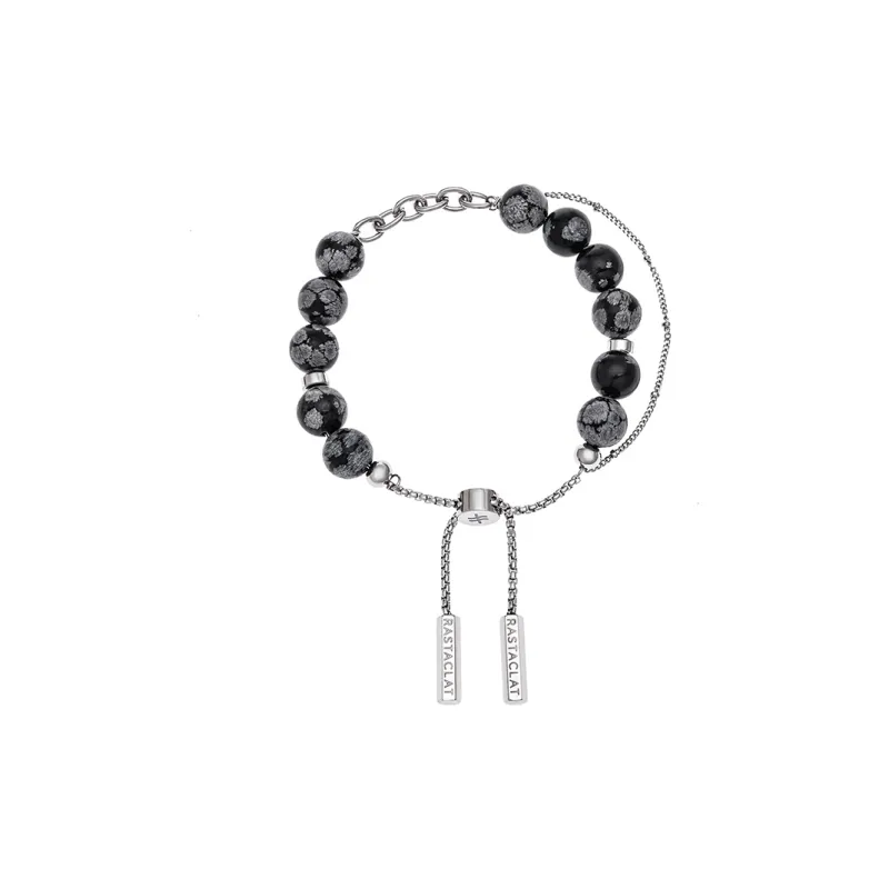Rastaclat Snowflake Obsidian Chain Small Lion Adjustable Bracelet Unisex-0