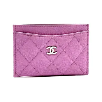 CHANEL 23P SS Cow Leather Coin Purse, Card Holder Women's Pink