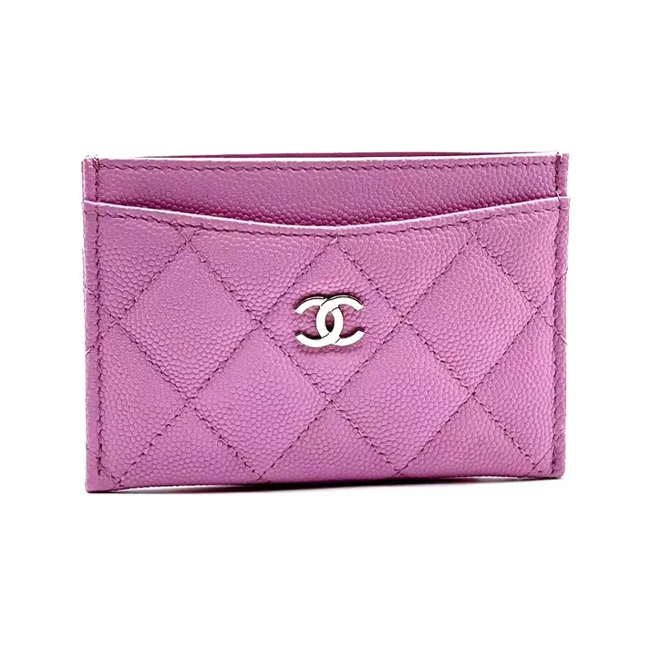 CHANEL 23P SS Cow Leather Coin Purse, Card Holder Women's Pink-0