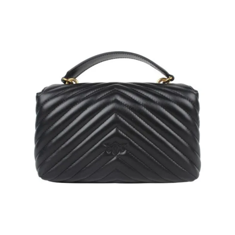 PINKO Puff Cow Leather Pillow Bag, Handbag, Shoulder Bag, Crossbody Bag Regular Women's Black-2
