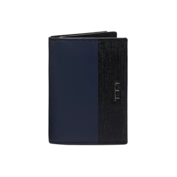 TUMI Leather Card Holder Men's Black & Blue