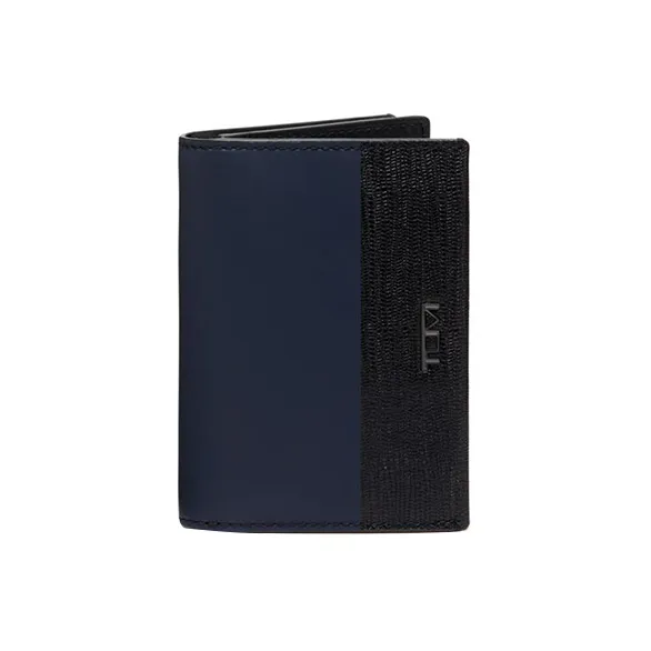 TUMI Leather Card Holder Men's Black & Blue-0