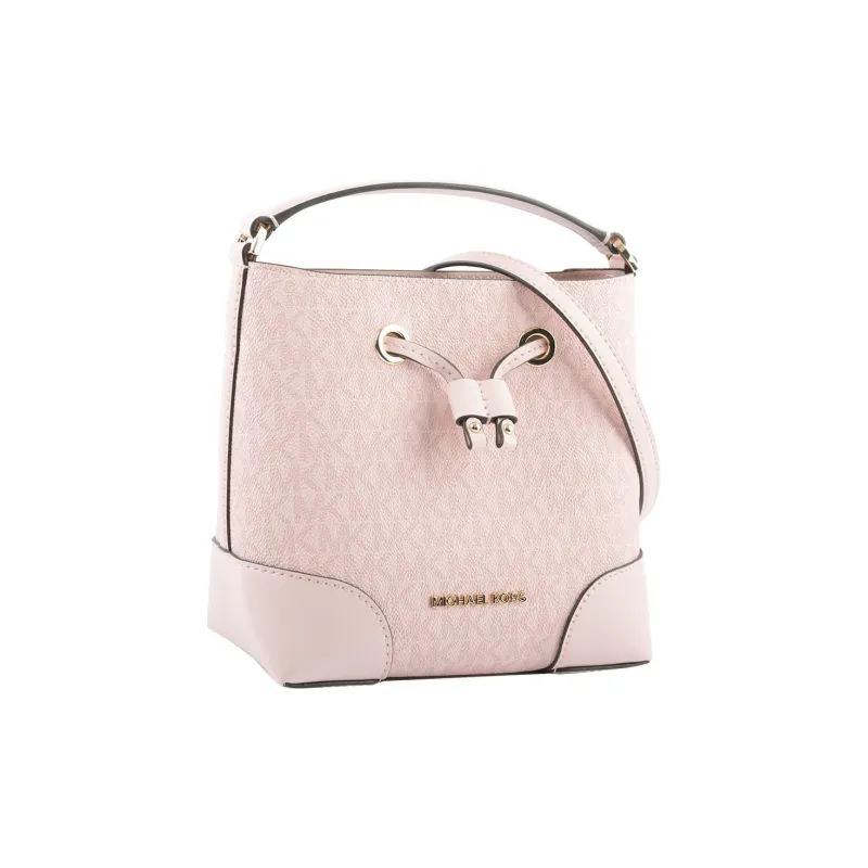 MICHAEL KORS Mercer Coated Canvas With Leather Bucket Bag, Handbag, Shoulder Bag, Crossbody Bag Trumpets Women's Pink-1