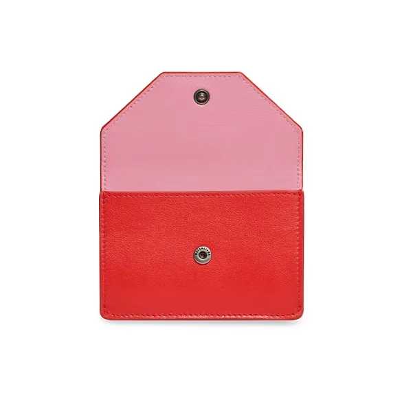 Balenciaga Smooth Calf Leather Wallet Mini Women's Red-2
