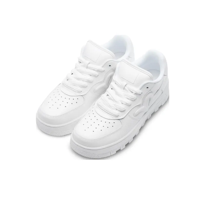 ROCAWEAR White Sneakers Cow Leather Durable Breathable Low Top Skateboard Shoes Unisex Classic White-2