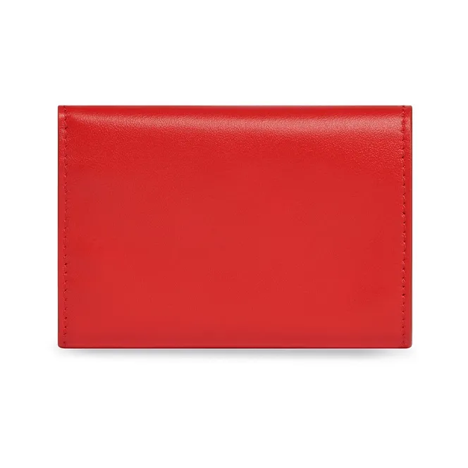 Balenciaga Smooth Calf Leather Wallet Mini Women's Red-1