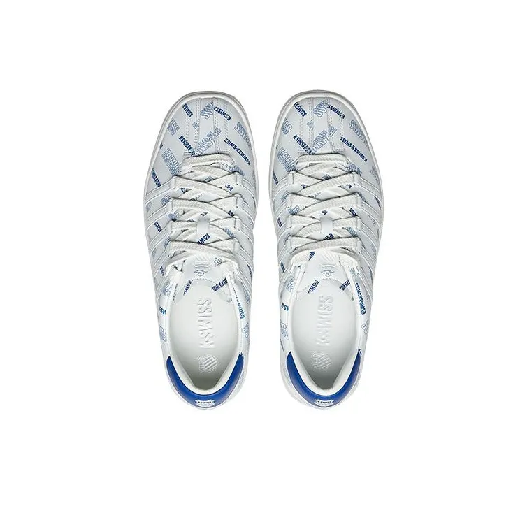 KSWISS Classic Anti Slip Wear Resistant Low Top Skateboard Shoes White Blue-3