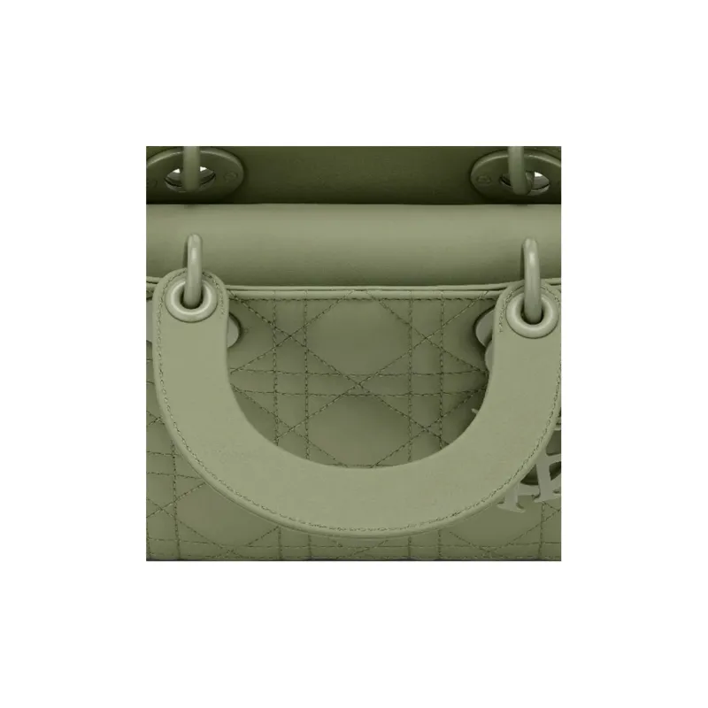 DIOR Lady Dior Cow Leather Wicker Pattern Shoulder Bag Crossbody Bag Handbag Mini Women's Matcha Green-4