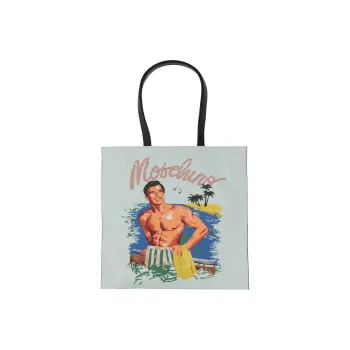 MOSCHINO Polyurethane Tote Bag Shopping Bag Shoulder Bag Handbag Men's Blue