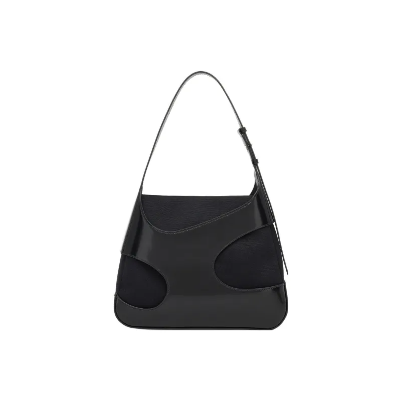 FERRAGAMO Cowhide Patchwork Canvas Hobo Bag, Handbag, Shoulder Bag Medium Size Women's Black-2