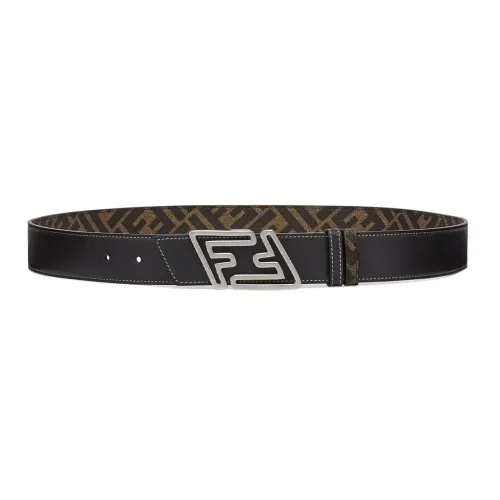 FENDI Trendy Versatile Individual Smooth Buckle Men's Black Width  3.5cm