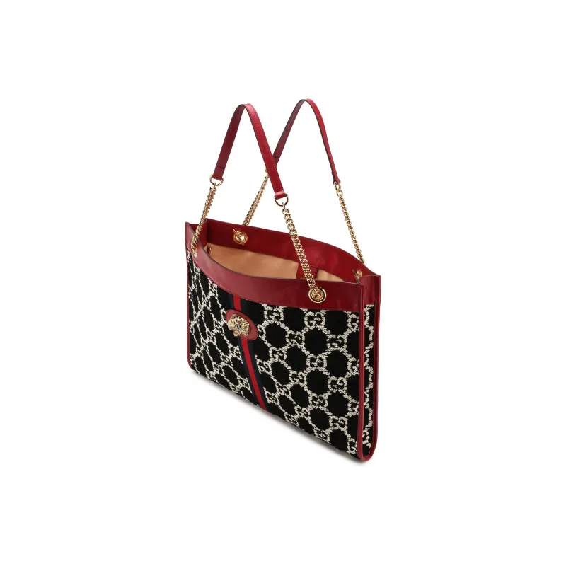 GUCCI Embroidery With Canvas And Leather Tote Bag, Shopping Bag, Handbag, Shoulder Bag Women's-3