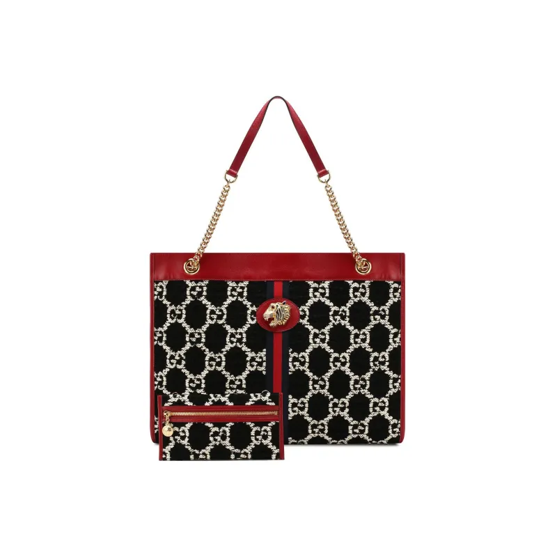 GUCCI Embroidery With Canvas And Leather Tote Bag, Shopping Bag, Handbag, Shoulder Bag Women's-1