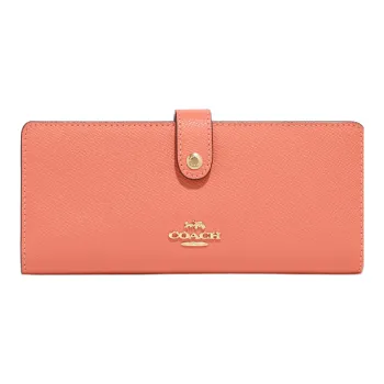COACH Slim Wallet Cross-Stitch Leather Wallet Women's Light Coral