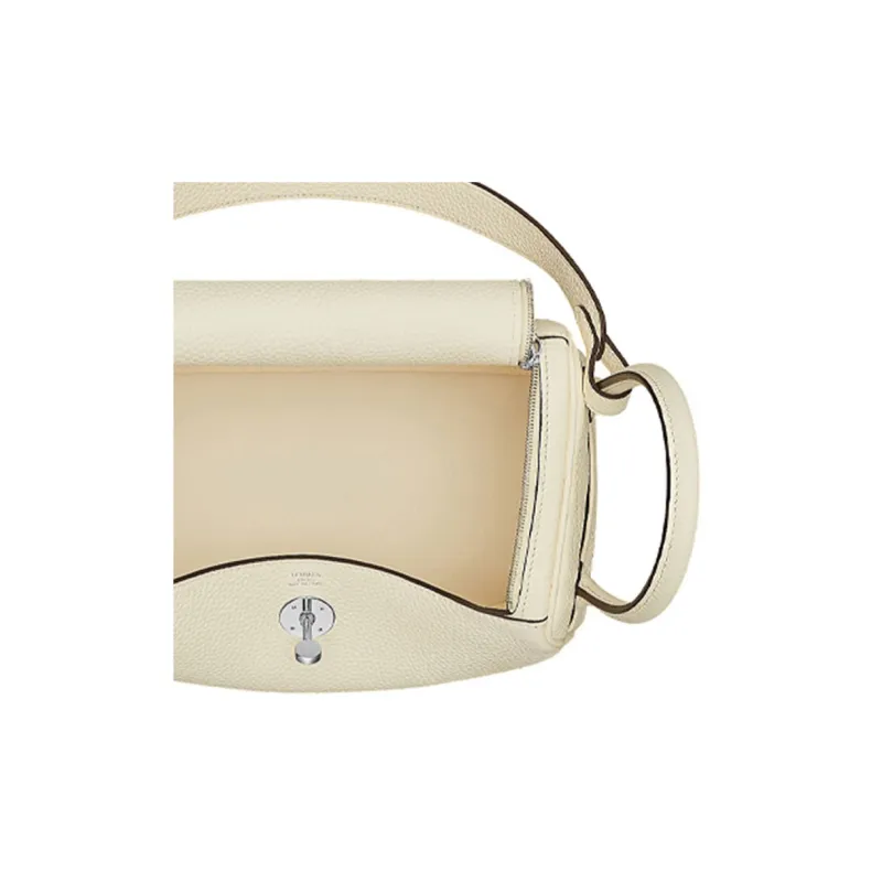 HERMES Lindy Taurillon Clemence Leather Handbag Shoulder Bag Women's I2 Nata Cream White-4