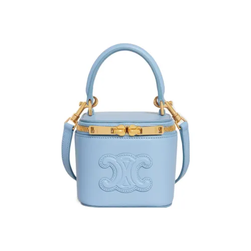 celine Camarat Smooth Cow Leather Makeup Case, Shoulder Bag, Crossbody Bag, Handbag Mini Women's Azure