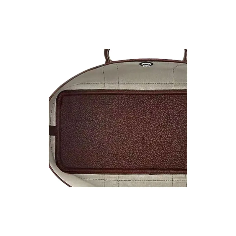 HERMES Garden Party Fabric With Leather Garden Bag Handbag Women's Oat & Bordeaux Burgundy-3